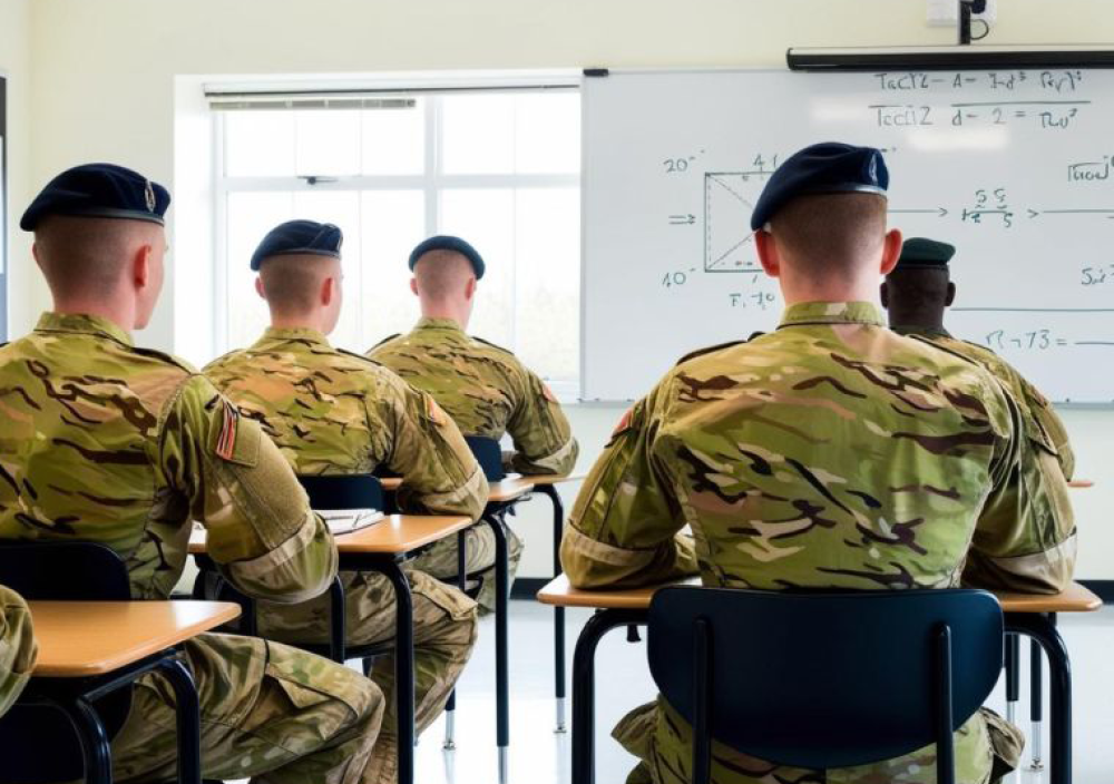 Image of soliders in a classroom learning